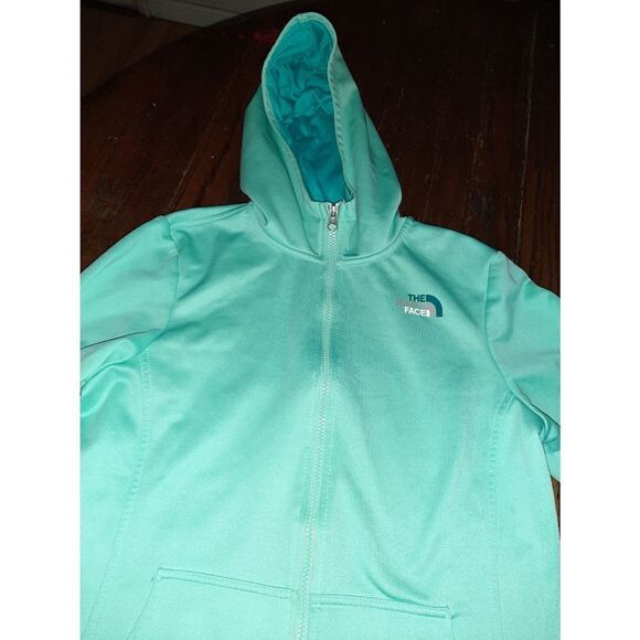 EUC Girl's XL Size 18 Light Greenish Blue North Face Full Zip Pockets Ho… - Picture 2 of 5